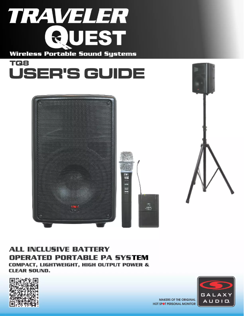 Page 1 de la notice Manuel utilisateur Galaxy Audio Traveler Quest 8X
