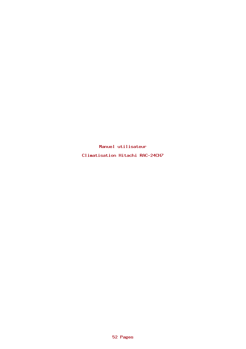 Page 1 de la notice Manuel utilisateur Hitachi RAC-24CH7