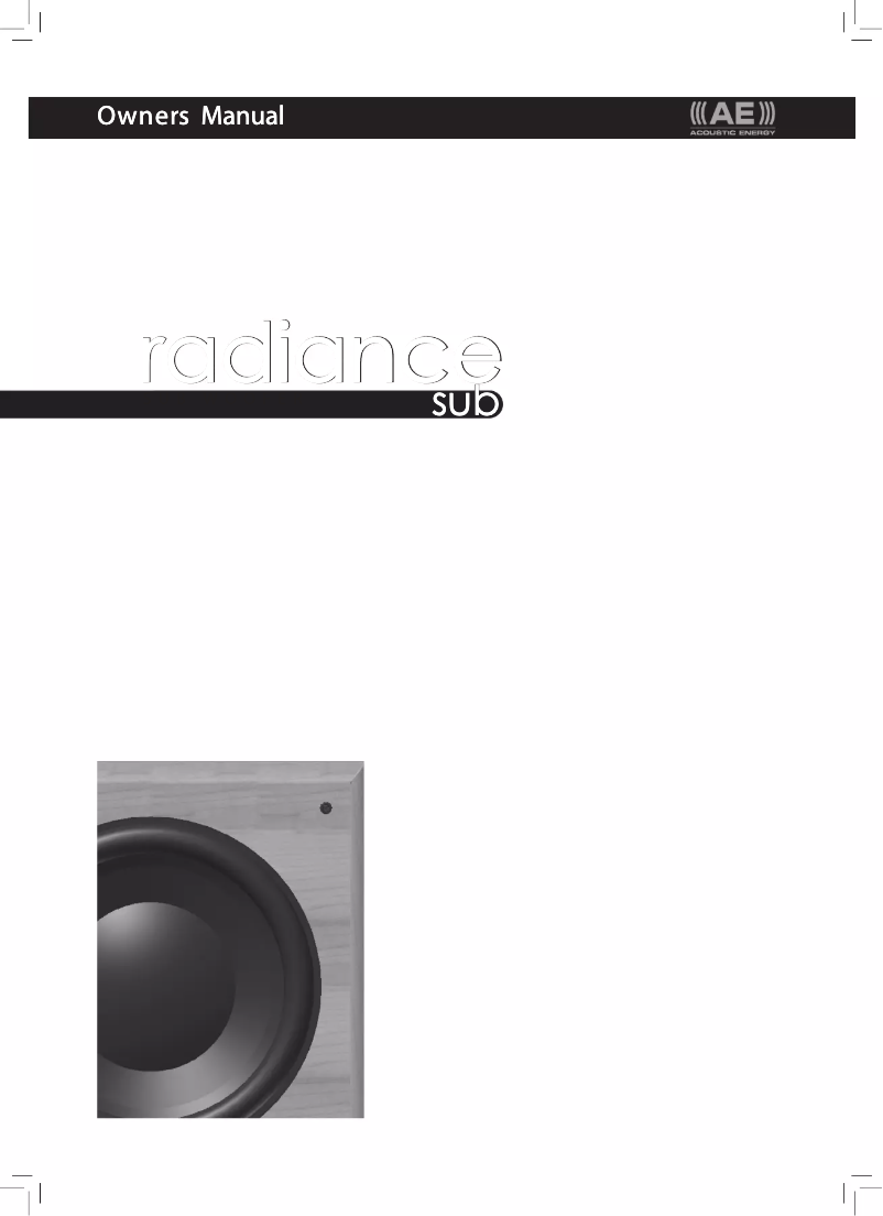 Page 1 de la notice Manuel utilisateur Acoustic Energy Radiance Sub