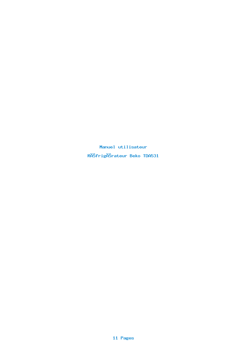 Page 1 de la notice Manuel utilisateur Beko TDA531