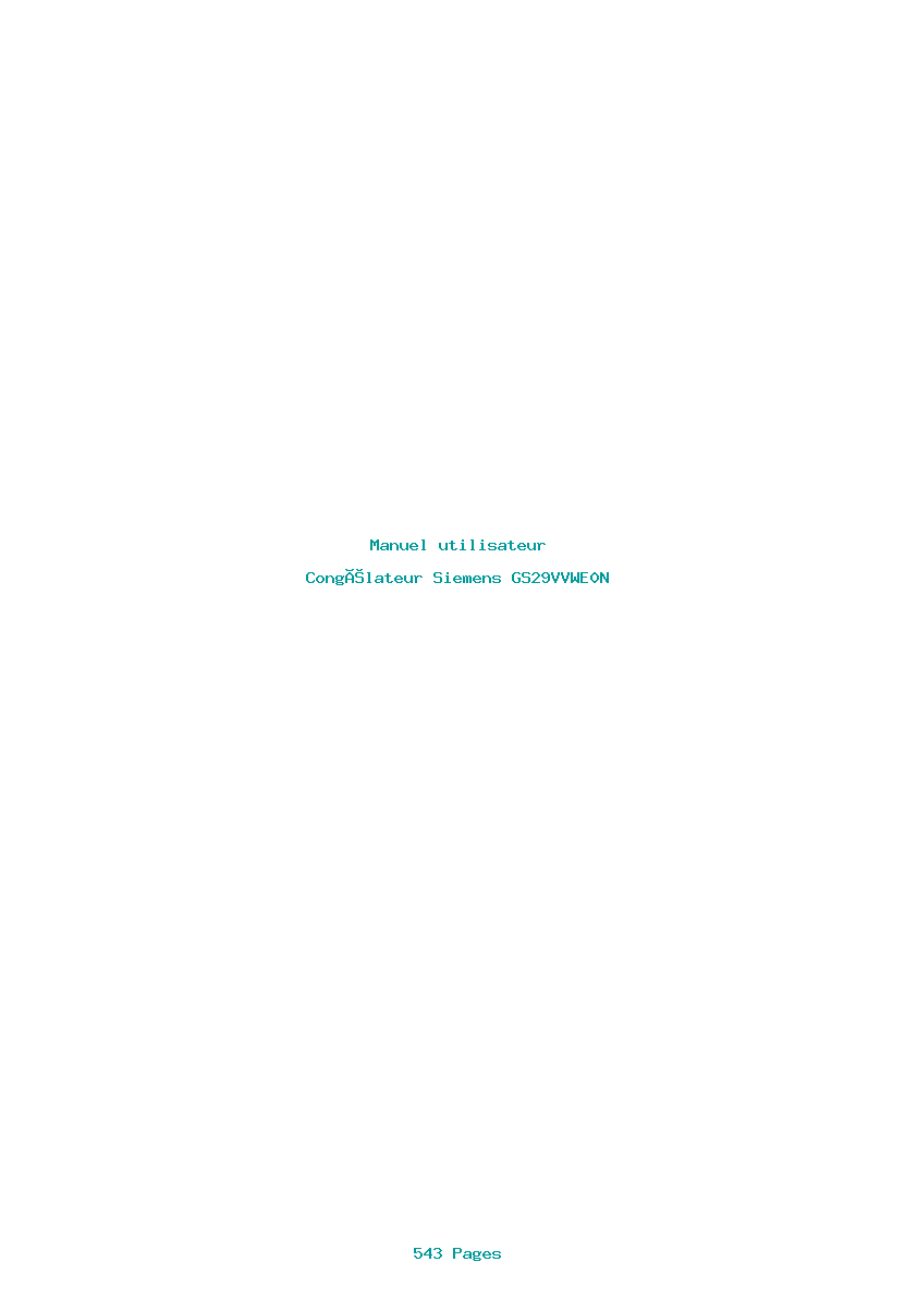 Page 1 de la notice Manuel utilisateur Siemens GS29VVWE0N