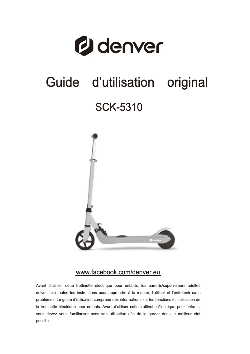 Page 1 de la notice Manuel utilisateur Denver SCK-5310