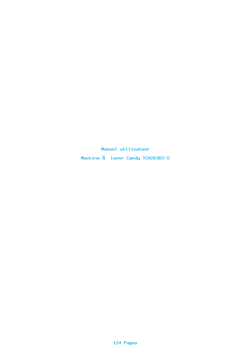 Page 1 de la notice Manuel utilisateur Candy TCA263D3-S