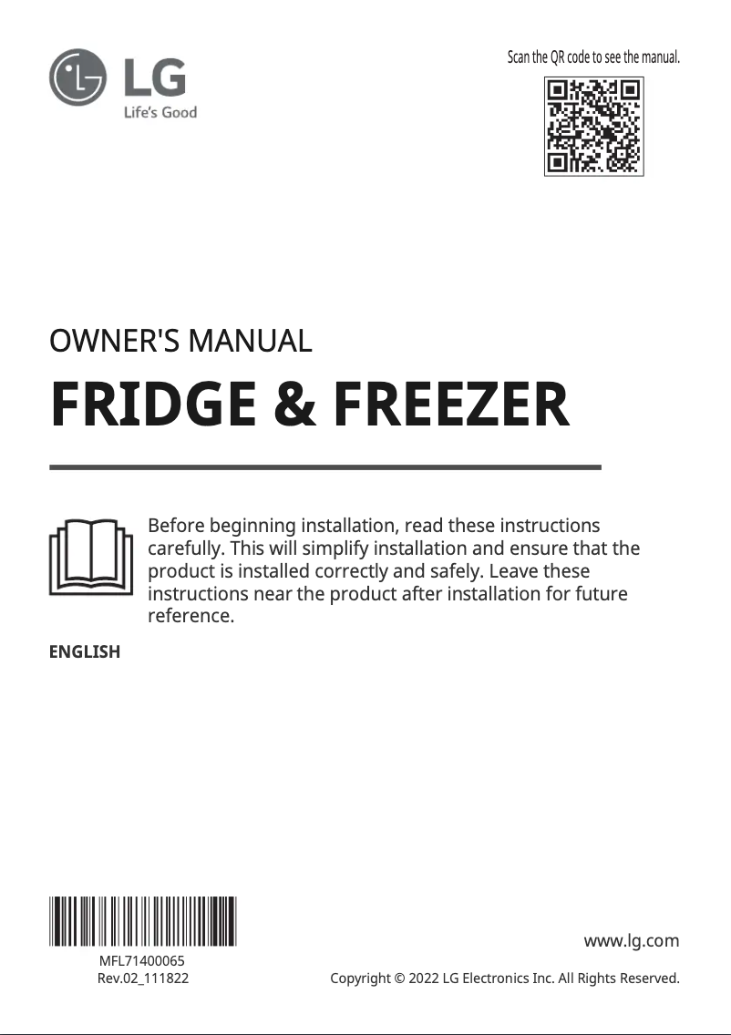 Page 1 de la notice Manuel utilisateur LG GC-B509QG9M