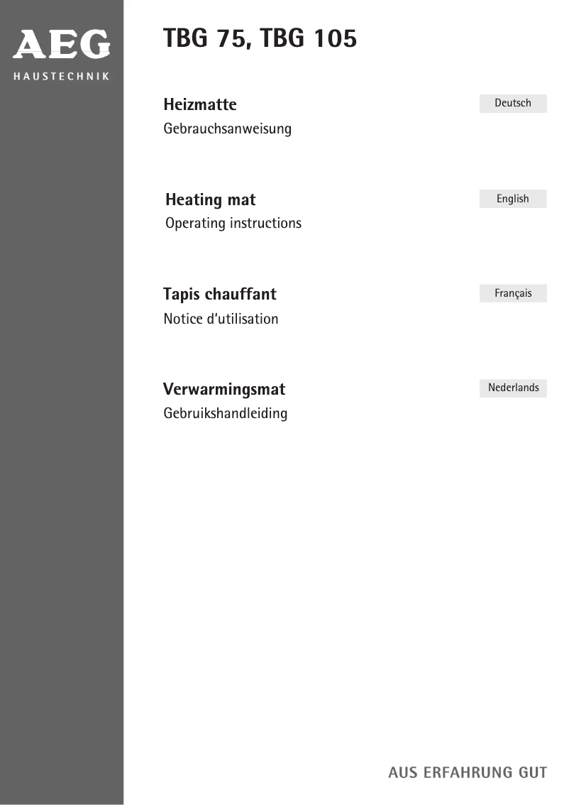 Página 1 del manual Manual de usuario AEG TBG 105