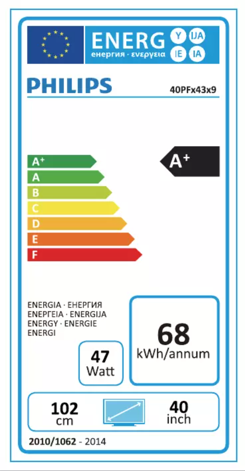 Page n°1 - Label énergétique Philips 40PFH4329