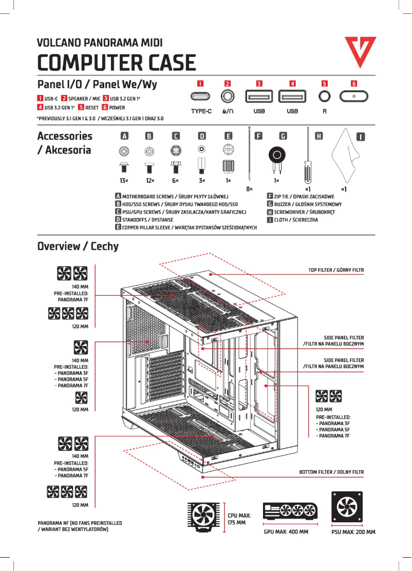 Page 1 de la notice Manuel utilisateur Volcano Panorama APEX ARGB 7F Midi