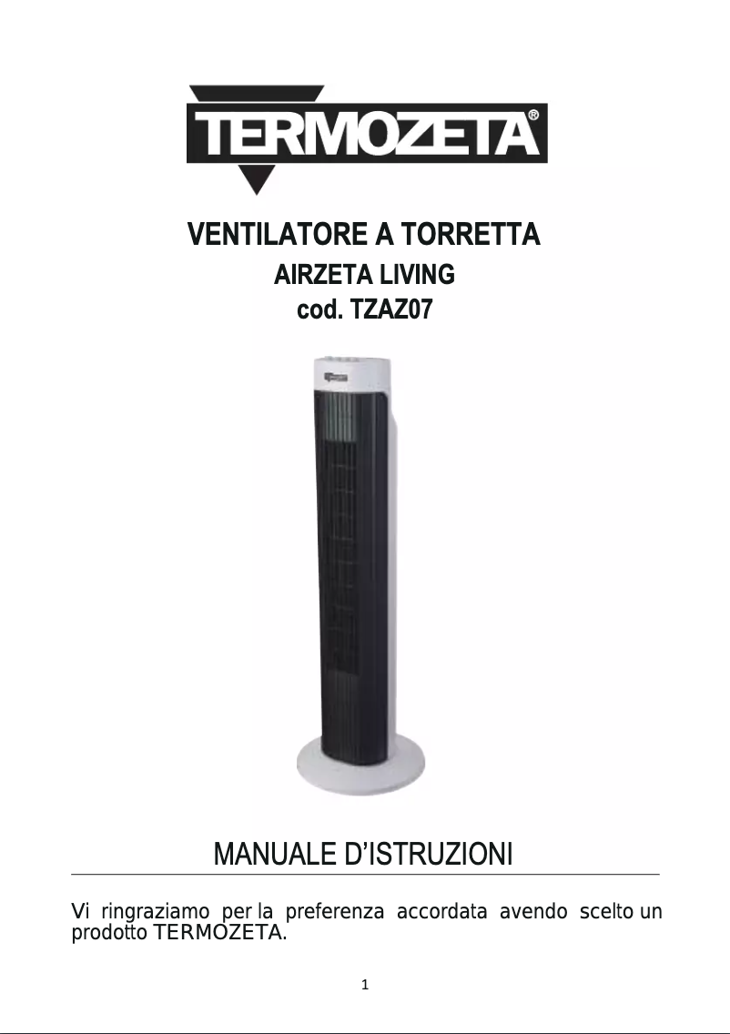 Page 1 de la notice Manuel utilisateur Termozeta AirZeta Living TZAZ07
