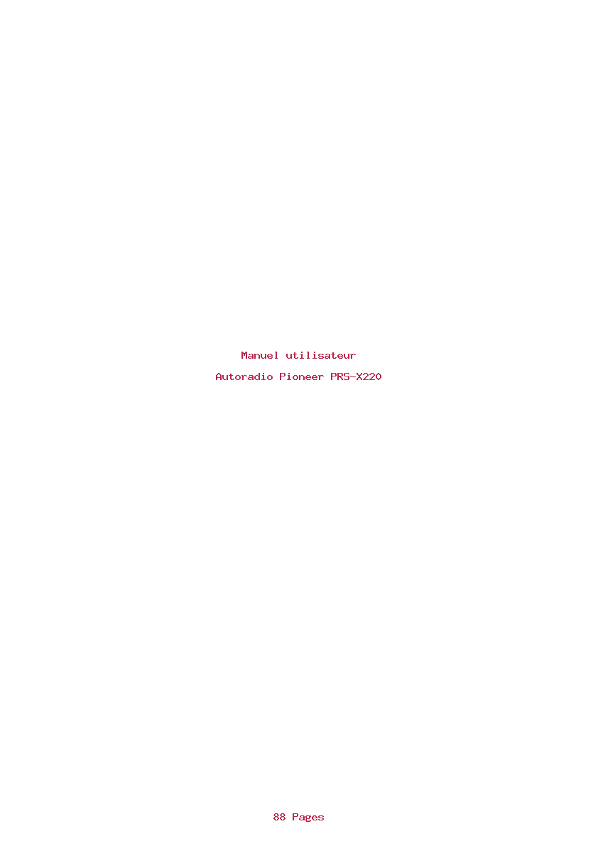 Page 1 de la notice Manuel utilisateur Pioneer PRS-X220