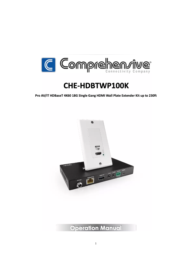 Page 1 de la notice Manuel utilisateur Comprehensive CHE-HDBTWP100K