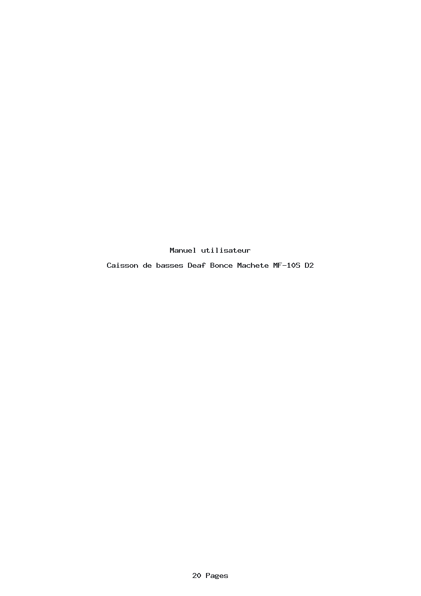 Page 1 de la notice Manuel utilisateur Deaf Bonce Machete MF-10S D2