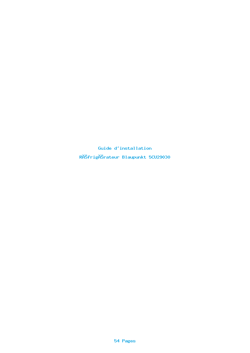Page 1 de la notice Guide d'installation Blaupunkt 5CU29030