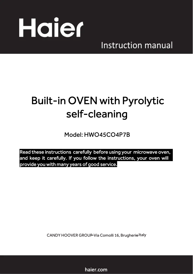 Página 1 del manual Manual de instrucciones Haier HWO45CO4P7B