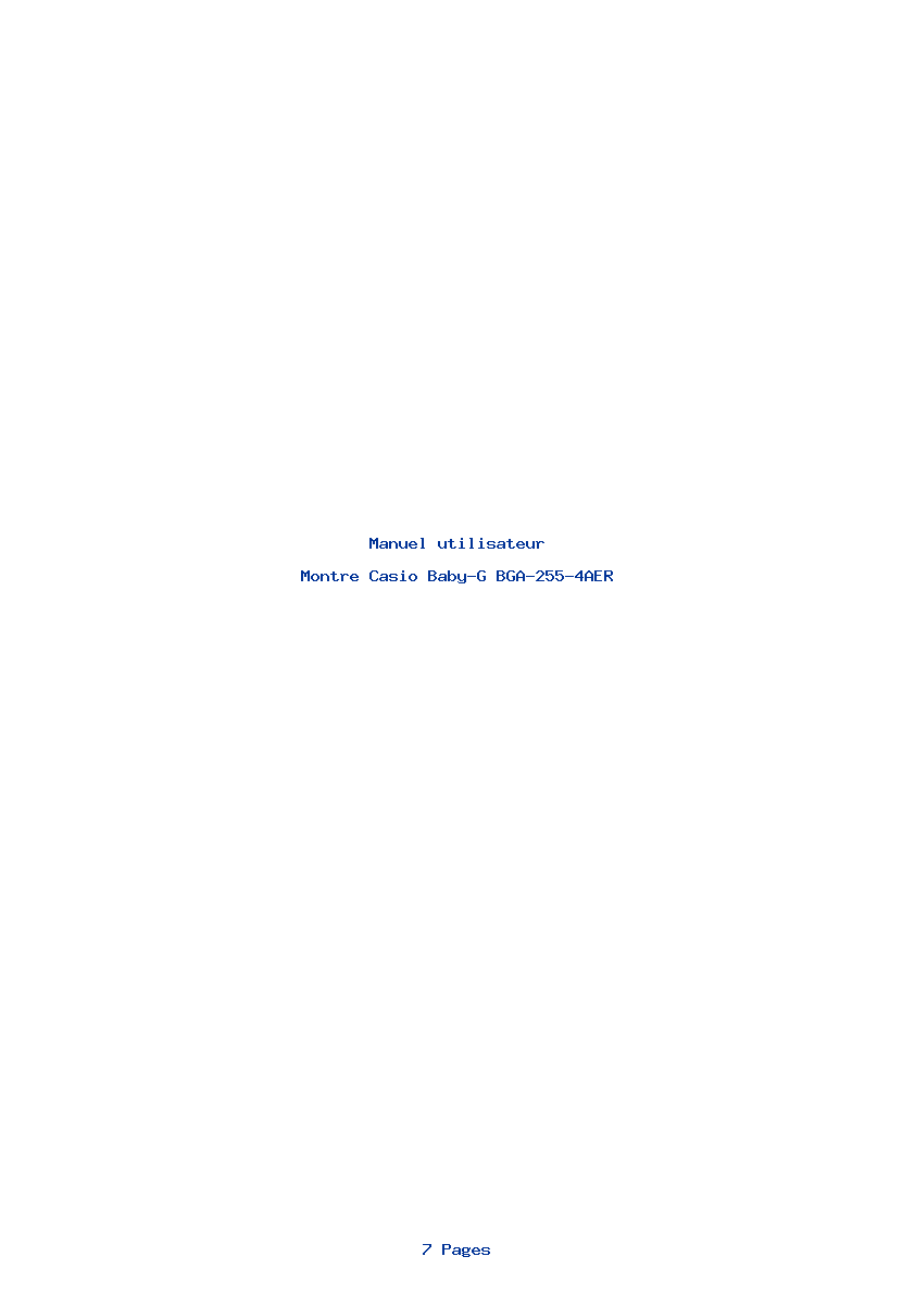 Page 1 de la notice Manuel utilisateur Casio Baby-G BGA-255-4AER