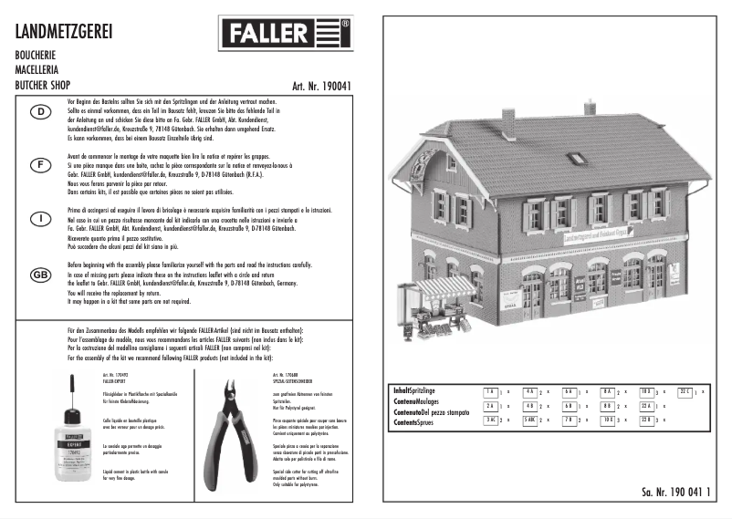 Page 1 de la notice Manuel utilisateur Faller 190041