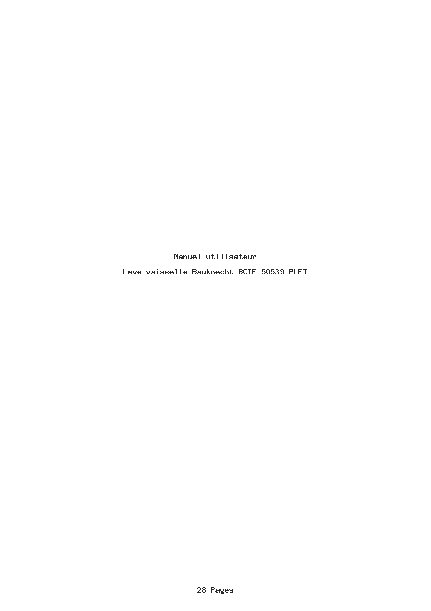 Page 1 de la notice Manuel utilisateur Bauknecht BCIF 5O539 PLET