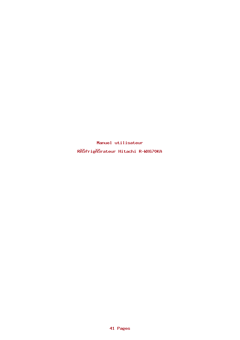 Page 1 de la notice Manuel utilisateur Hitachi R-WX670KA