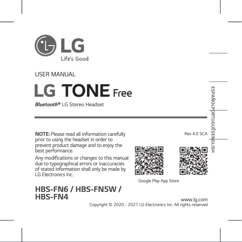 Page 1 de la notice Manuel utilisateur LG Tone Free HBS-FN5W