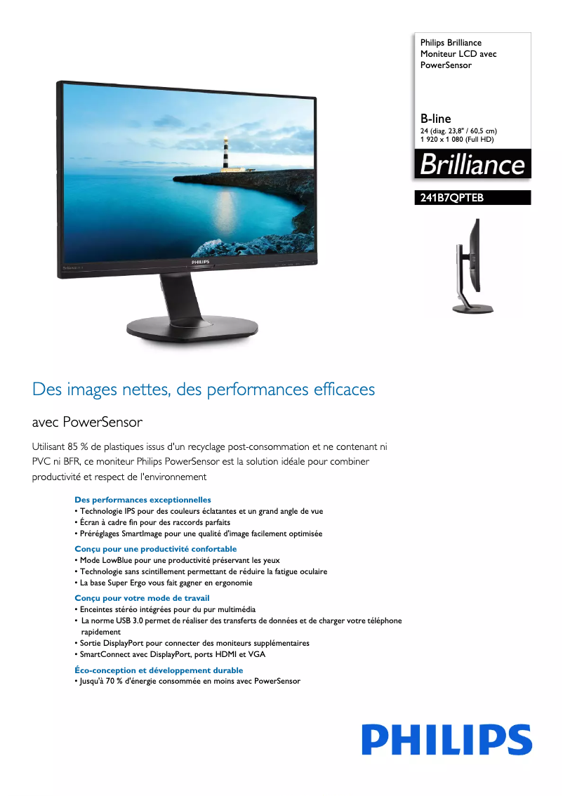 Image de la première page du manuel de l'appareil Brilliance 241B7QPTEB