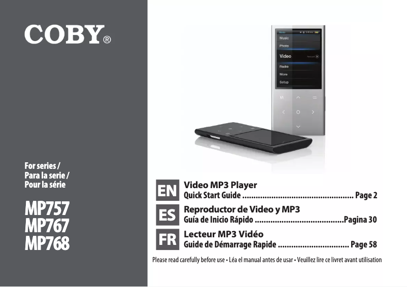 Page 1 de la notice Manuel utilisateur Coby MP757