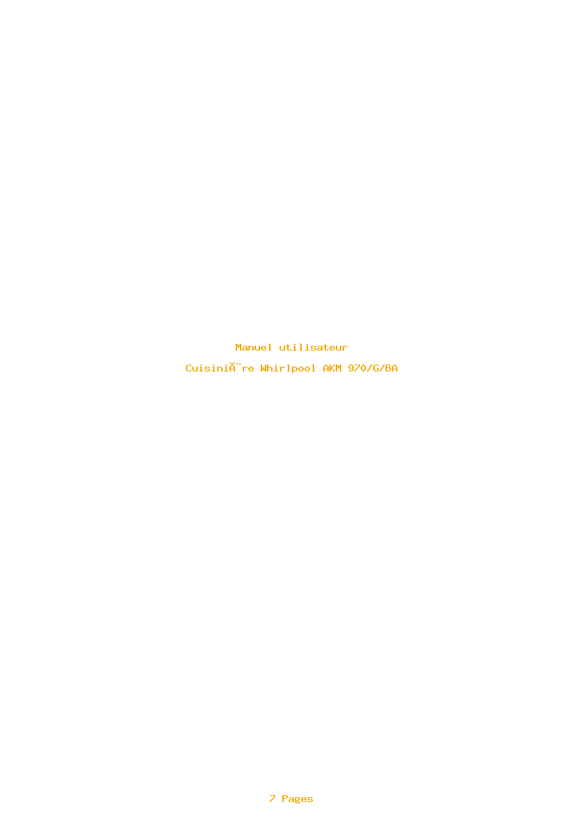 Page 1 de la notice Manuel utilisateur Whirlpool AKM 970/G/BA