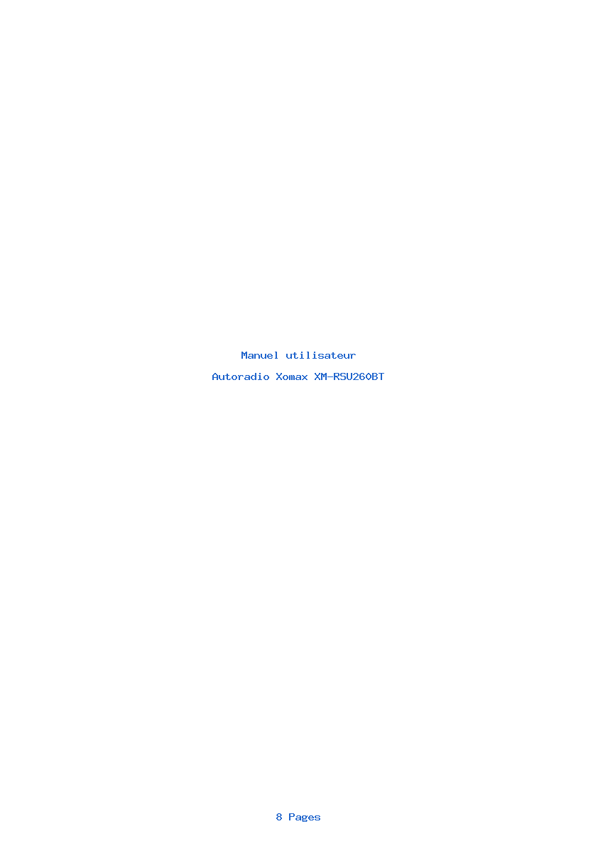 Page 1 de la notice Manuel utilisateur Xomax XM-RSU260BT
