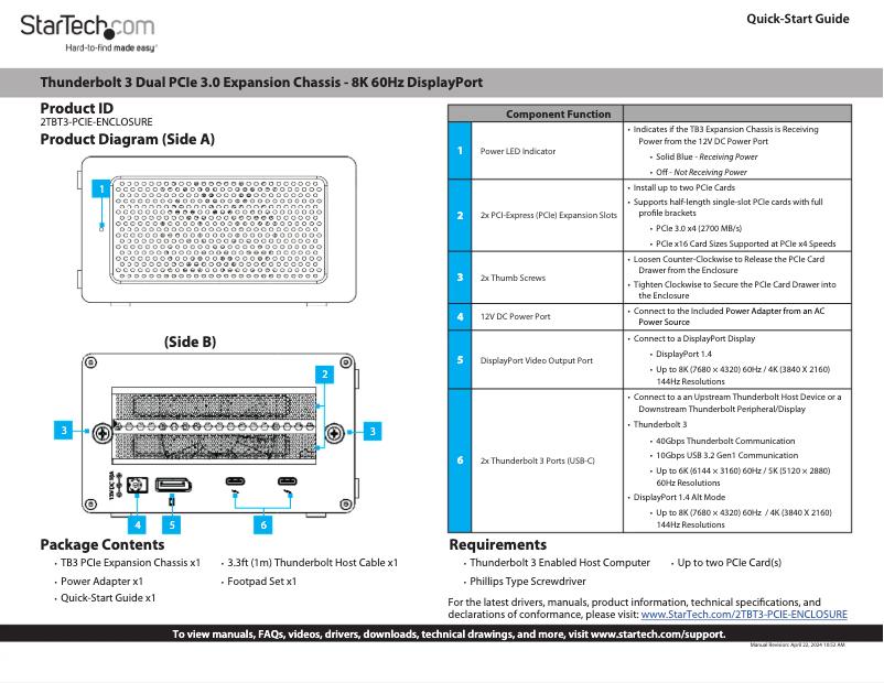 Página 1 del manual Manual de usuario StarTech.com 2TBT3-PCIE-ENCLOSURE