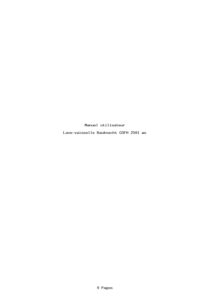 Page 1 de la notice Manuel utilisateur Bauknecht GSFH 2581 ws
