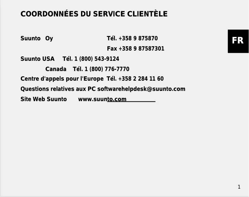 Page 1 de la notice Manuel utilisateur Suunto G3