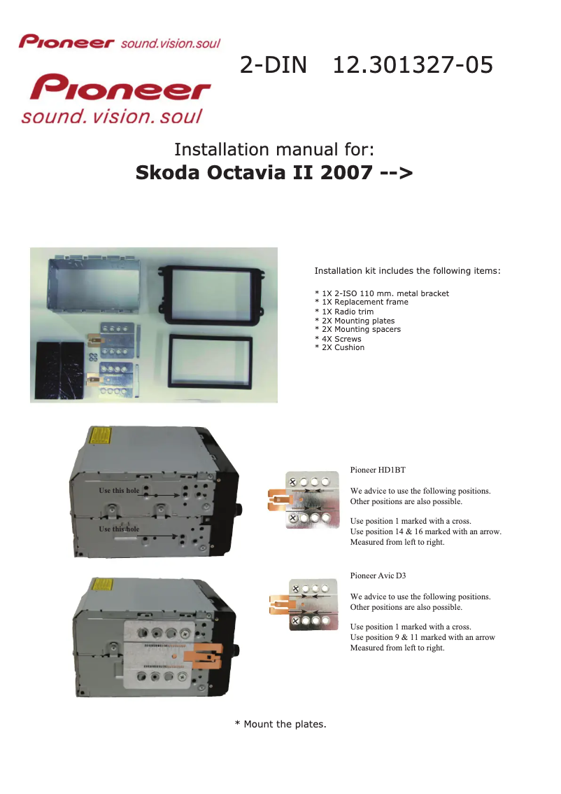 Page 1 de la notice Manuel utilisateur Pioneer 12.301327-05