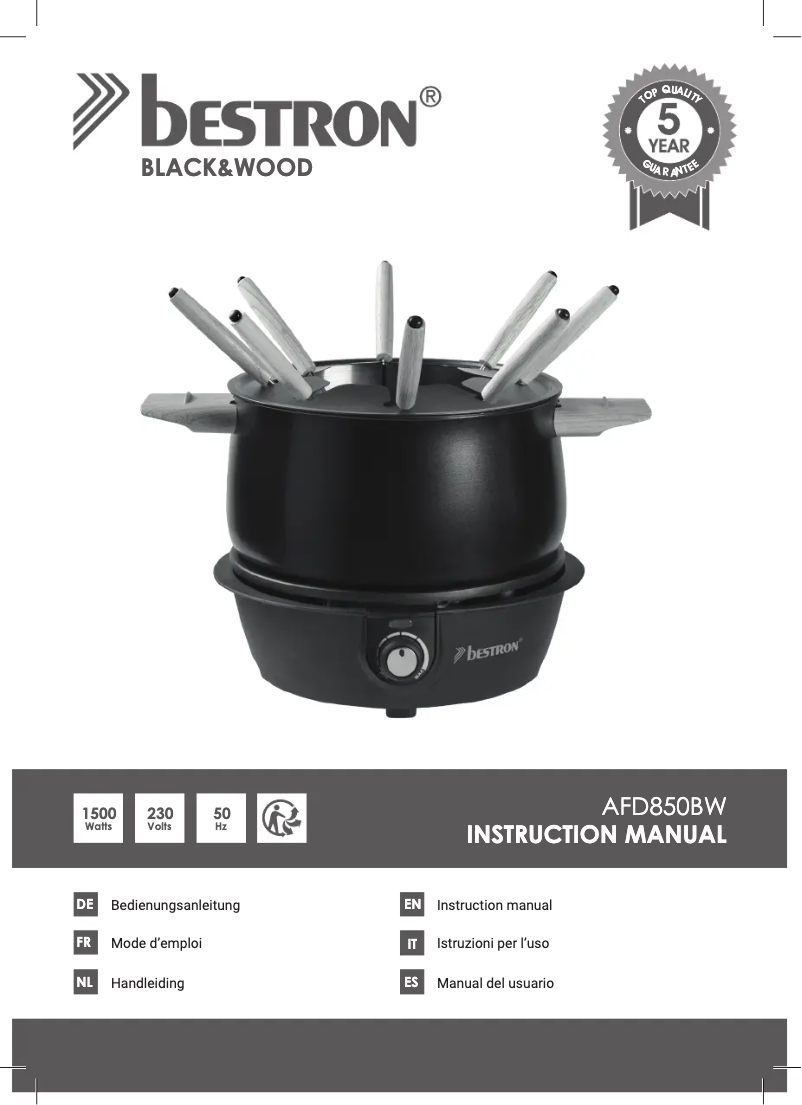 Page 1 de la notice Manuel utilisateur Bestron AFD850BW