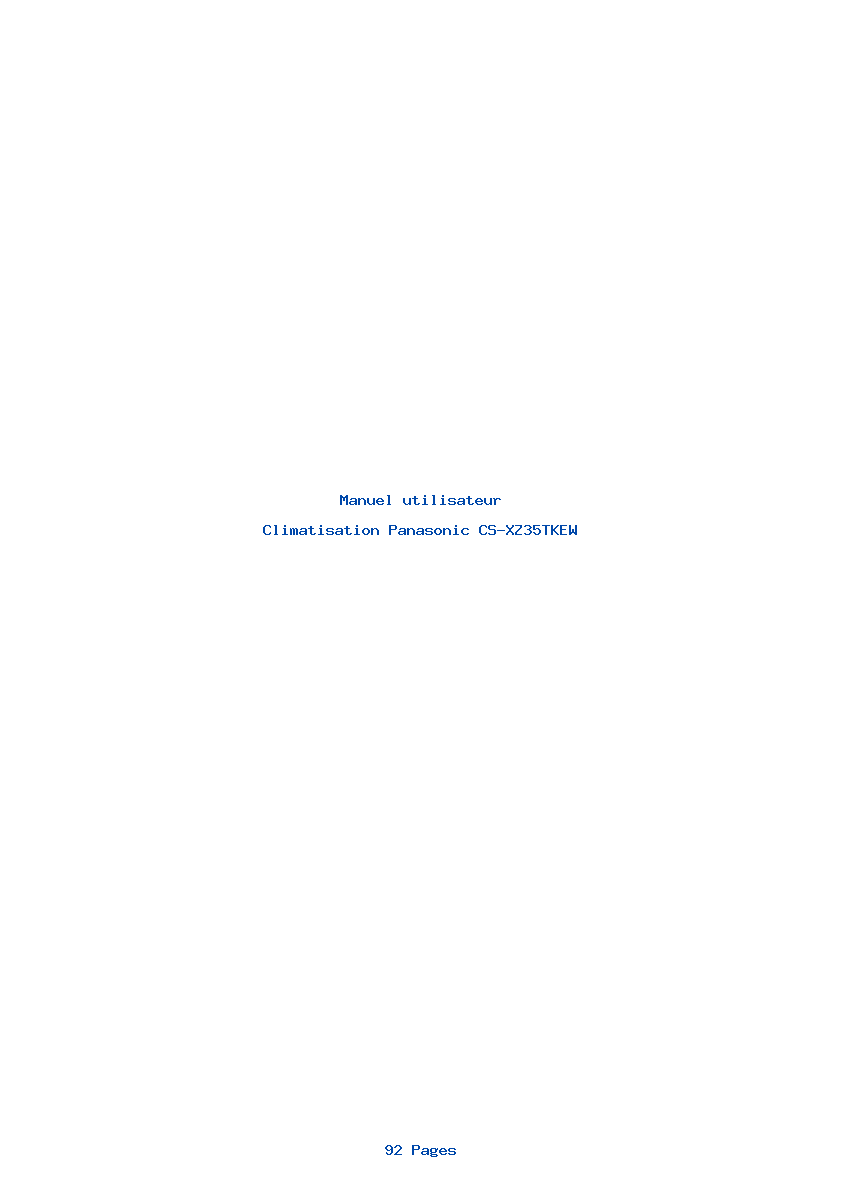 Page 1 de la notice Manuel utilisateur Panasonic CS-XZ35TKEW