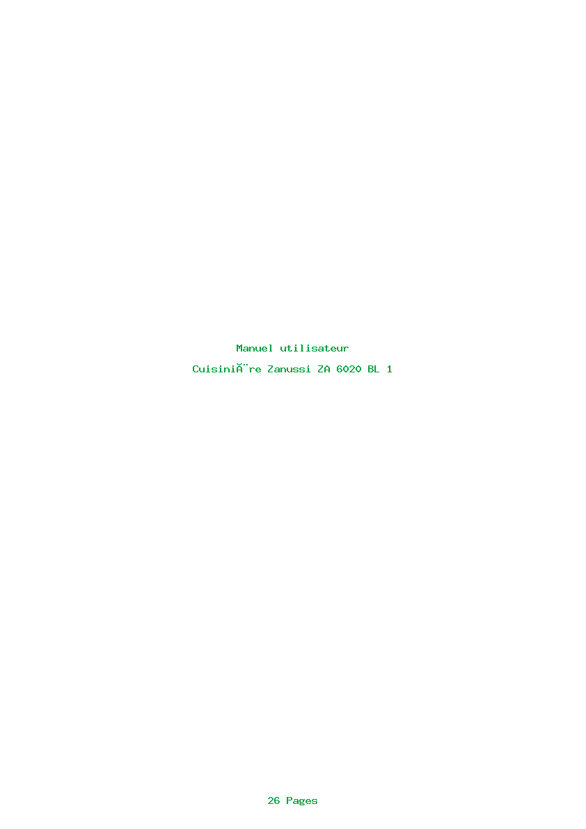 Page 1 de la notice Manuel utilisateur Zanussi ZA 6020 BL 1