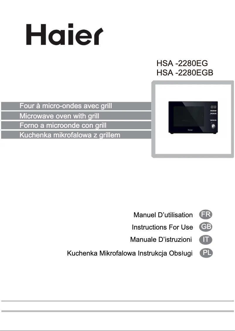 Page 1 de la notice Manuel utilisateur Haier HSA-2280EGB