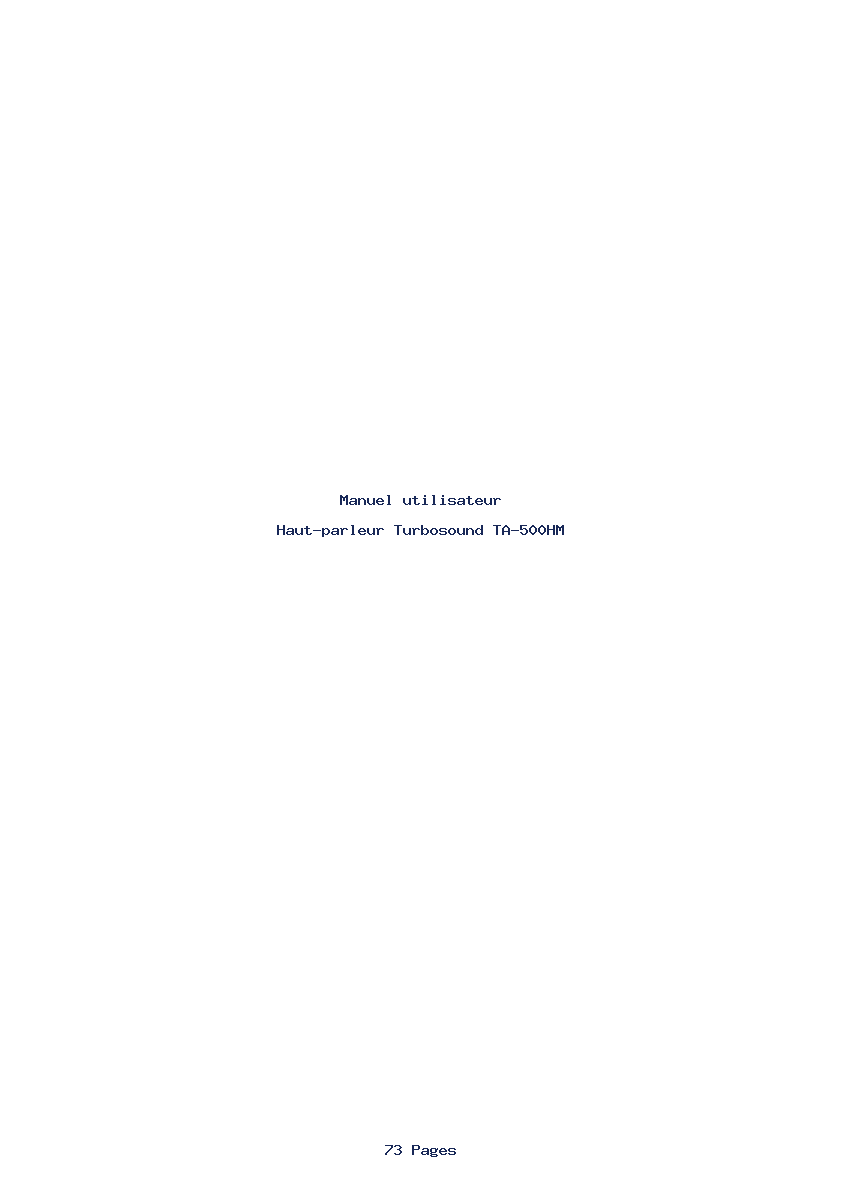 Page 1 de la notice Manuel utilisateur Turbosound TA-500HM