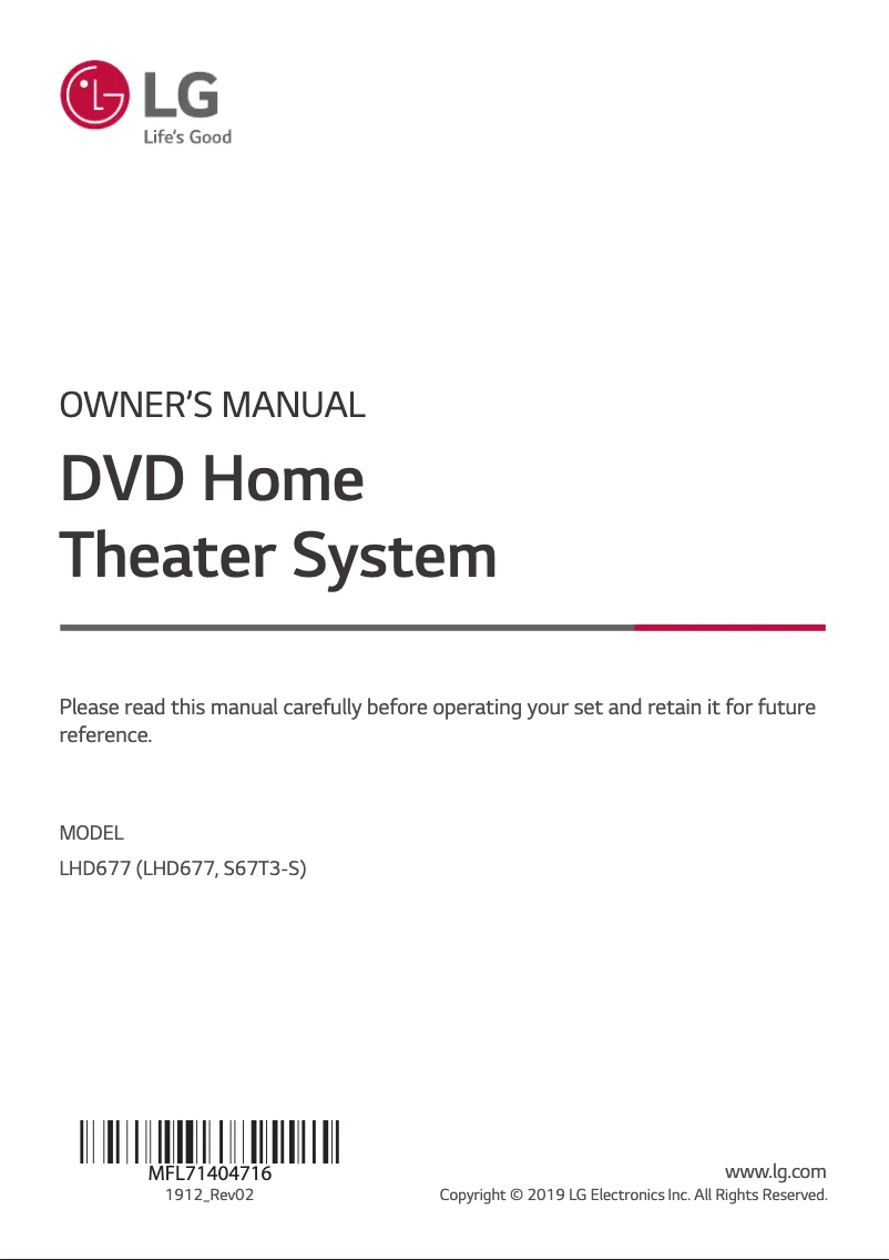 Page 1 of the manual User Manual LG LHD677