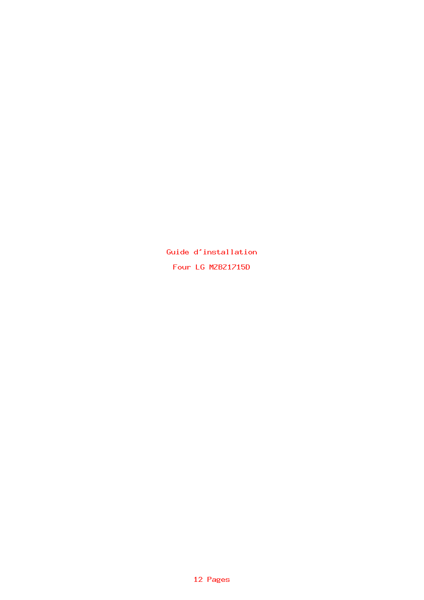 Page 1 de la notice Guide d'installation LG MZBZ1715D