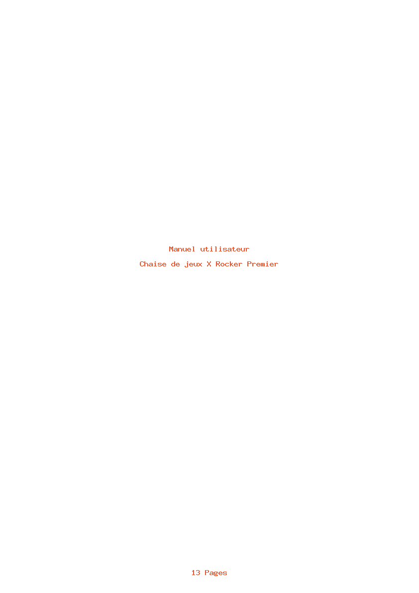 Page 1 de la notice Manuel utilisateur X Rocker Premier