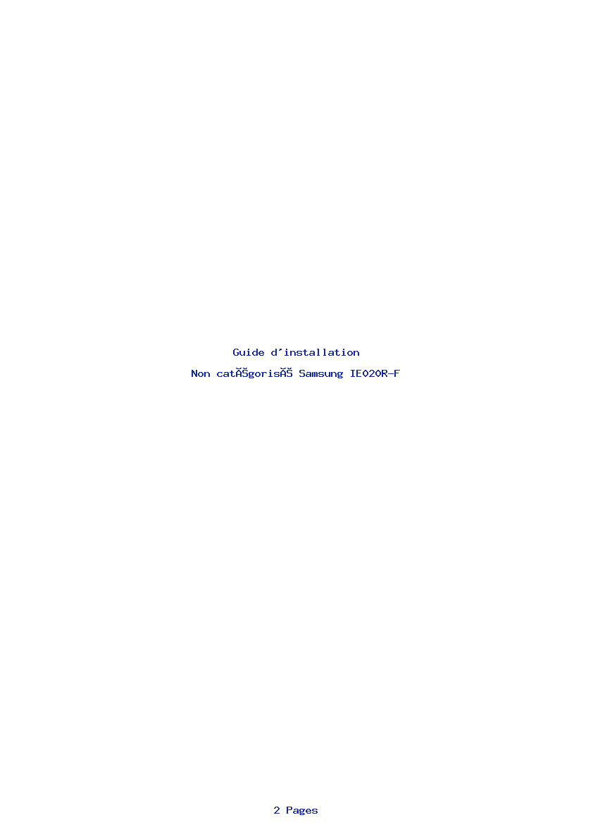 Page 1 de la notice Guide d'installation Samsung IE020R-F