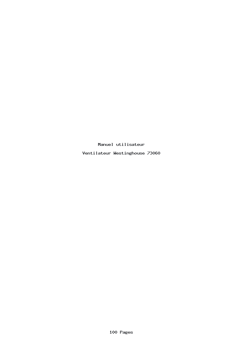 Page 1 de la notice Manuel utilisateur Westinghouse 73060