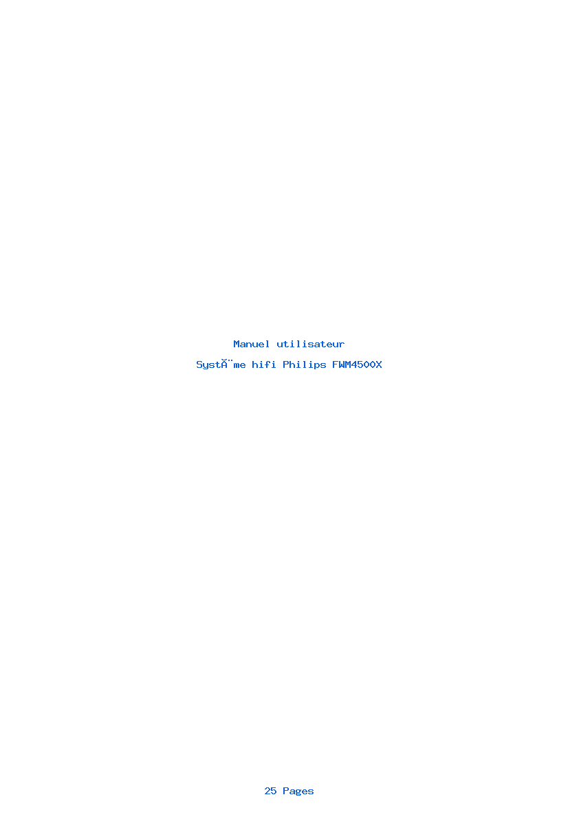 Page 1 de la notice Manuel utilisateur Philips FWM4500X