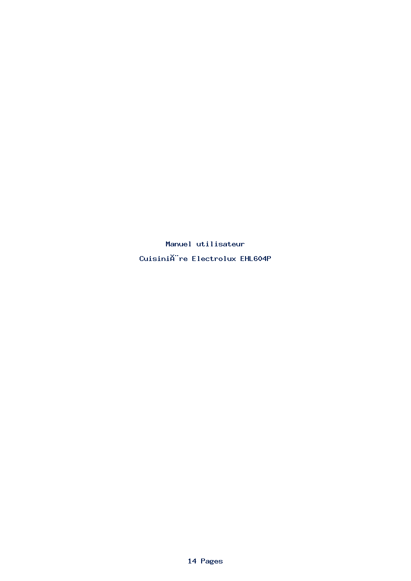 Page 1 de la notice Manuel utilisateur Electrolux EHL604P