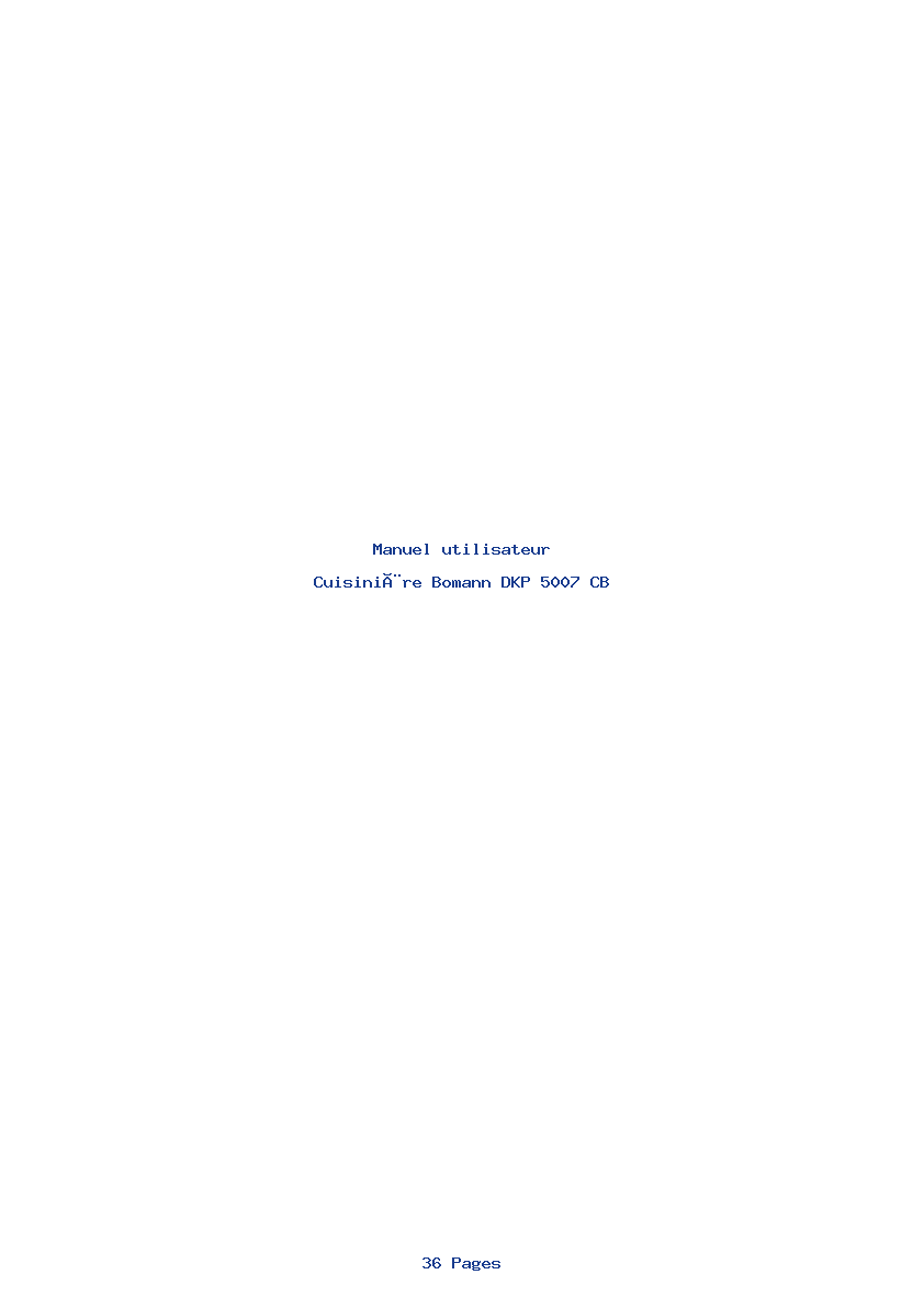 Page 1 de la notice Manuel utilisateur Bomann DKP 5007 CB