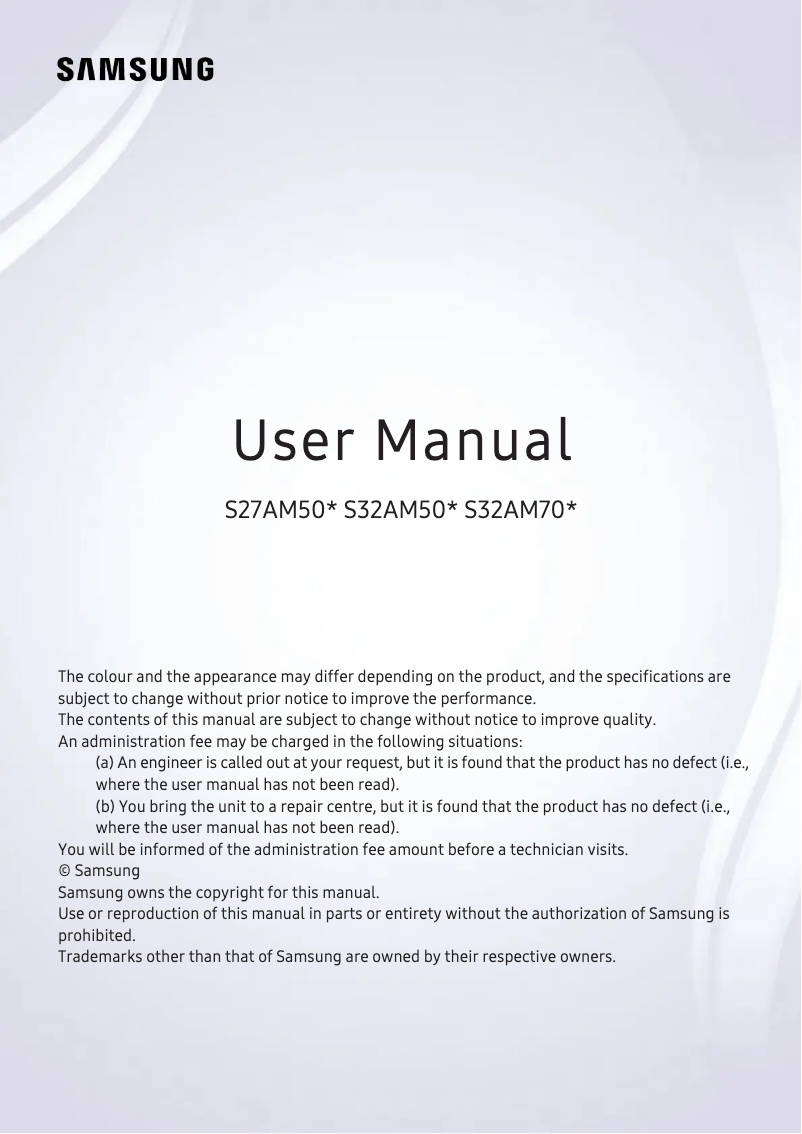 Page 1 de la notice Manuel utilisateur Samsung S27AM504NU