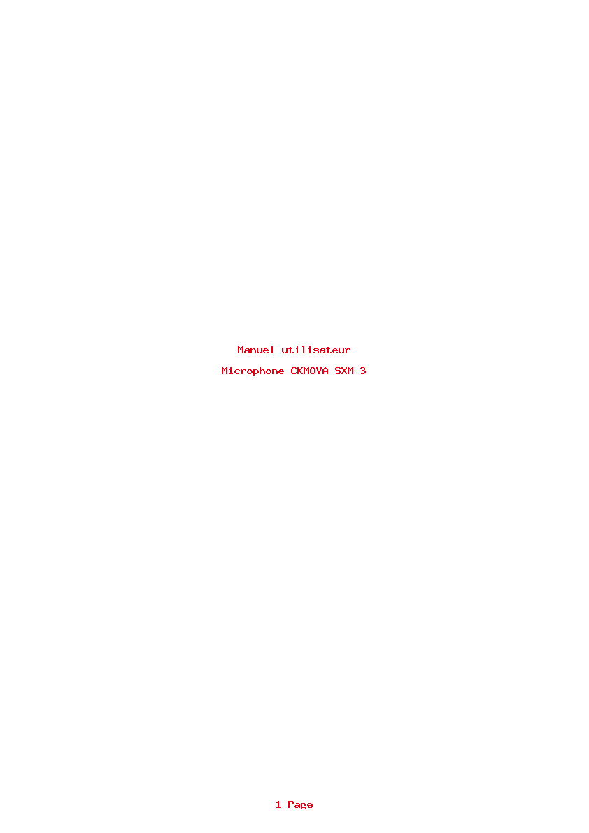 Page 1 de la notice Manuel utilisateur CKMOVA SXM-3