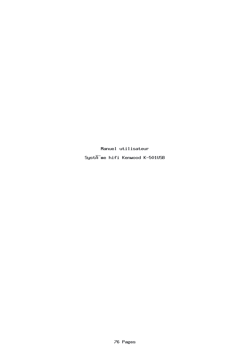 Page 1 de la notice Manuel utilisateur Kenwood K-501USB