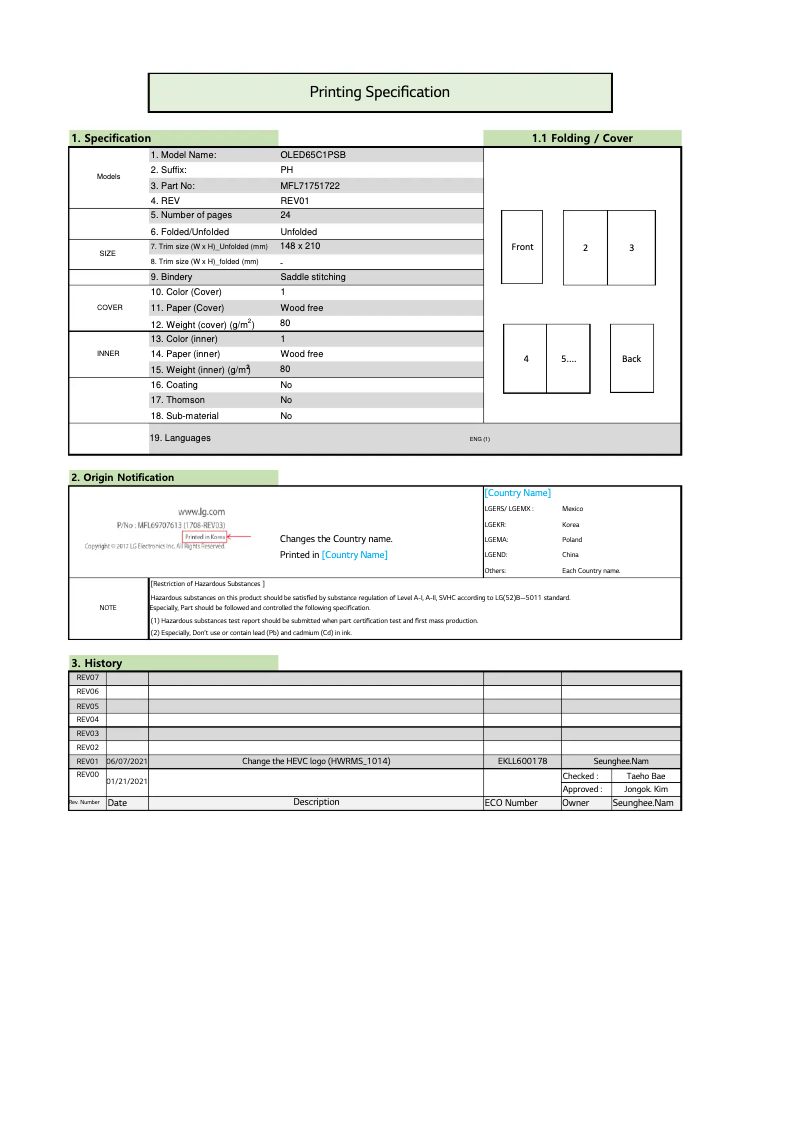 Página 1 del manual Manual de usuario LG OLED55C1PSB