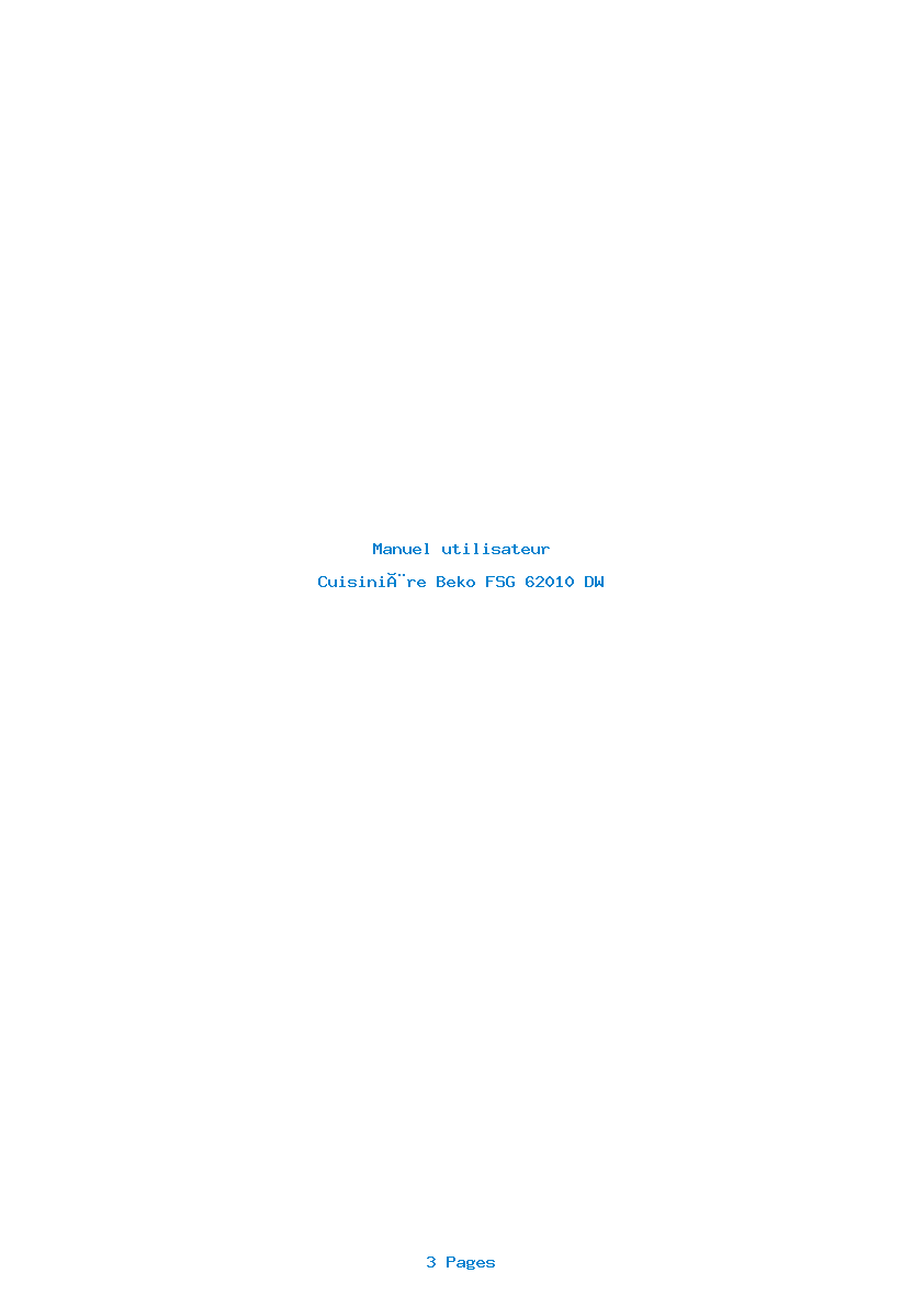 Page 1 de la notice Manuel utilisateur Beko FSG 62010 DW