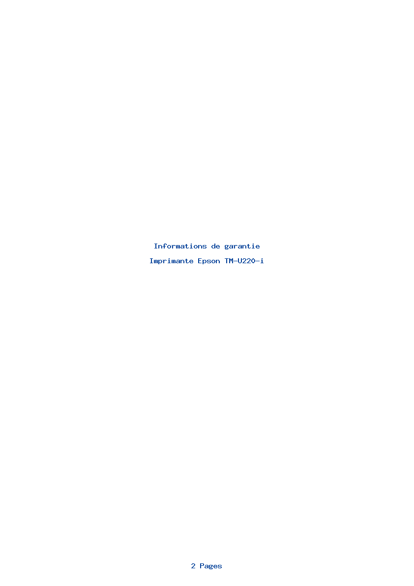 Page 1 de la notice Informations de garantie Epson TM-U220-i