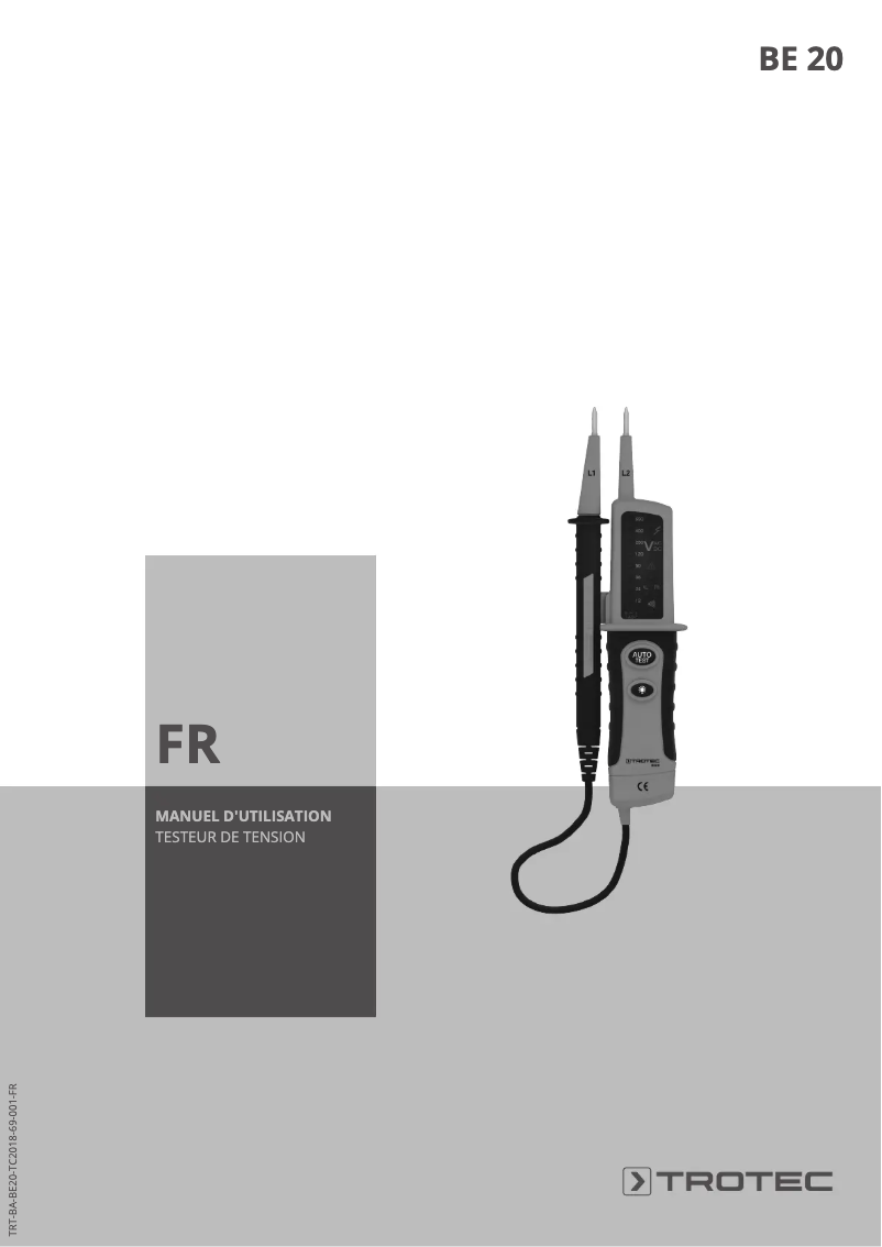 Page 1 de la notice Manuel utilisateur Trotec BE20